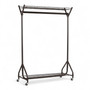 Black Heavy-Duty Steel Clothes Rail with Top & Bottom Shelves, Wheels 150 kg UDL