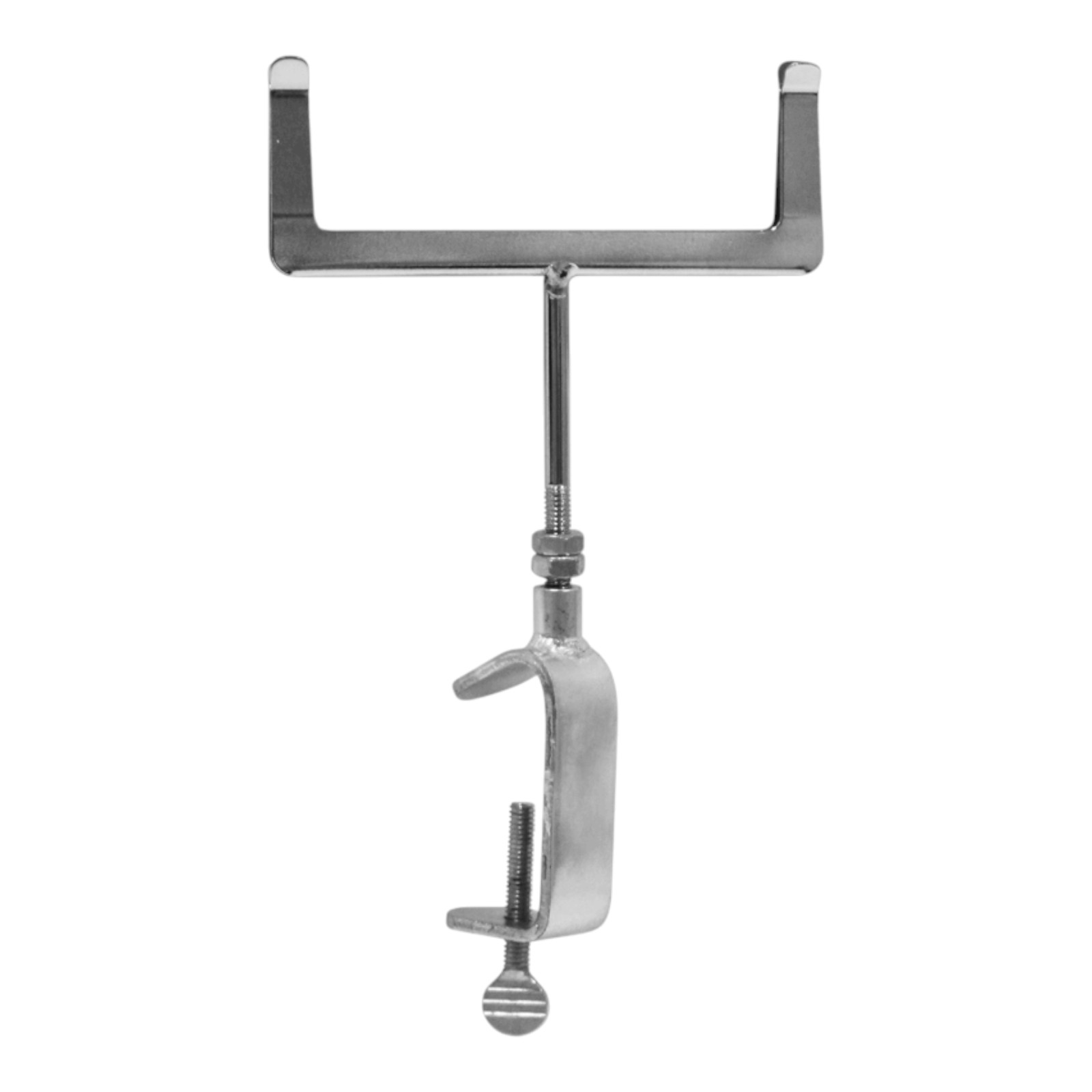 Chrome Clamp-On Card Holder for Clothes Rails – 30 mm Clamp, Steel, H170×W110 mm