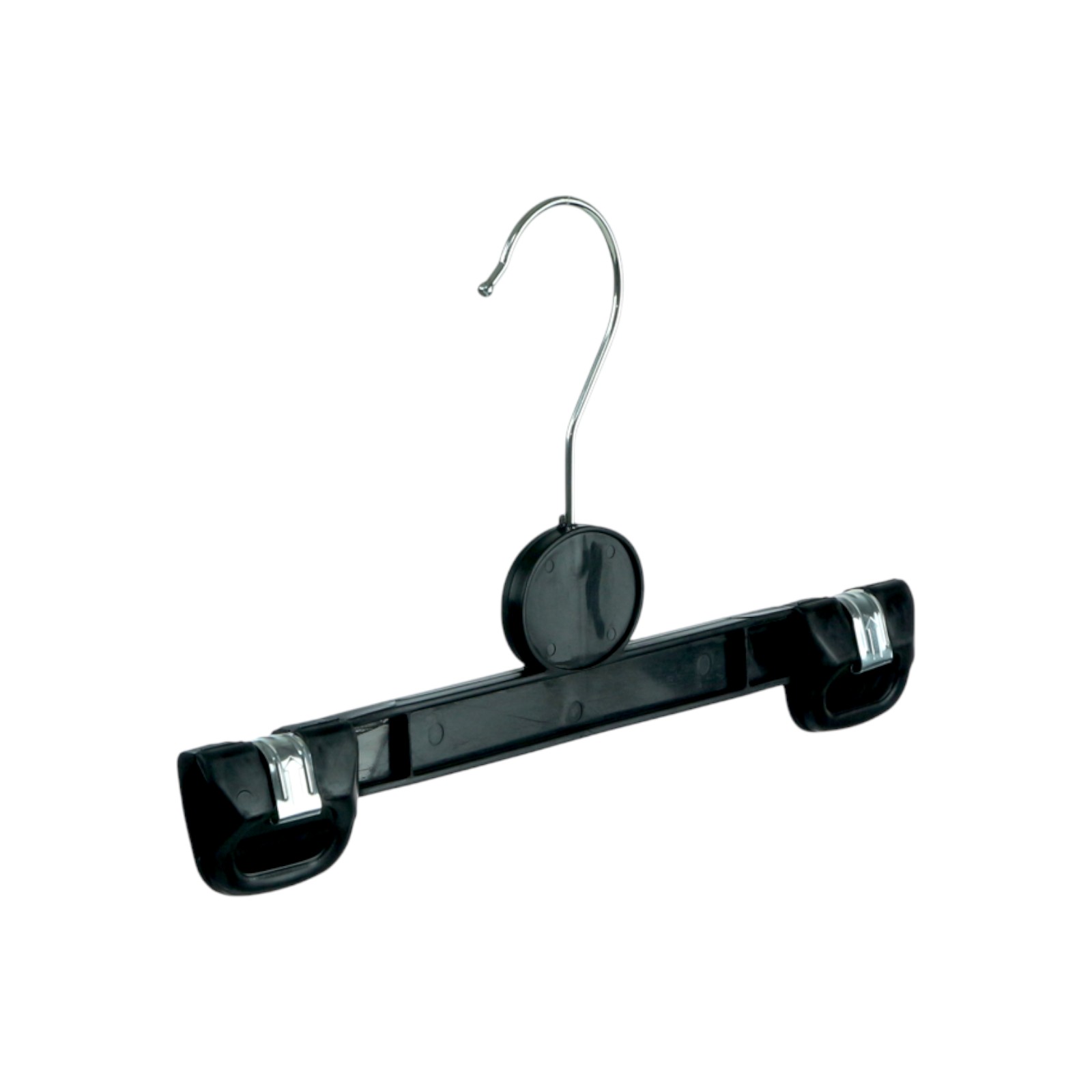 Plastic Children’s Straight Clip Hanger Black – 25cm / 31.5cm with Metal Locking Clips