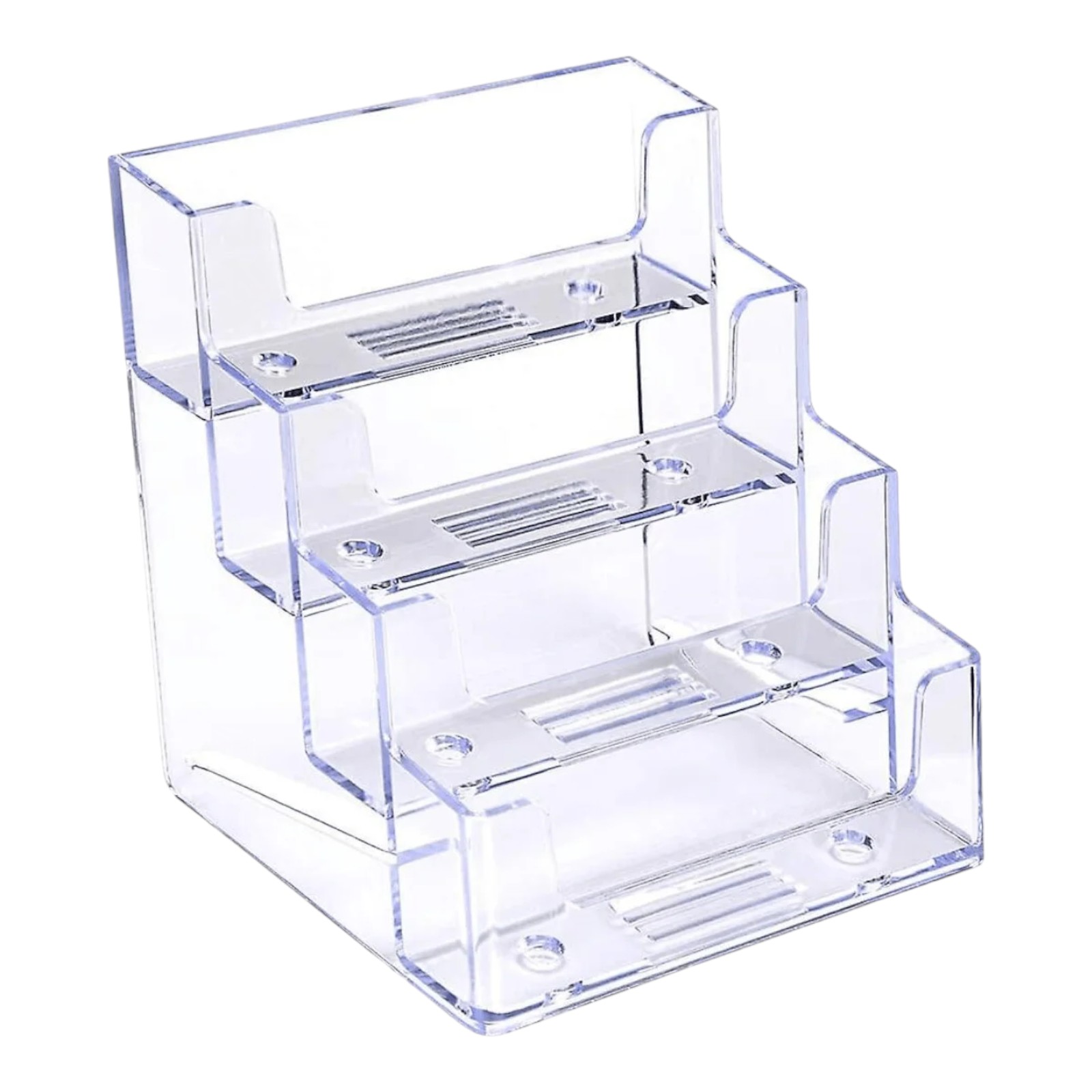 Clear Plastic 4-Tier Landscape Business Card Holder – Free-Standing Counter Display
