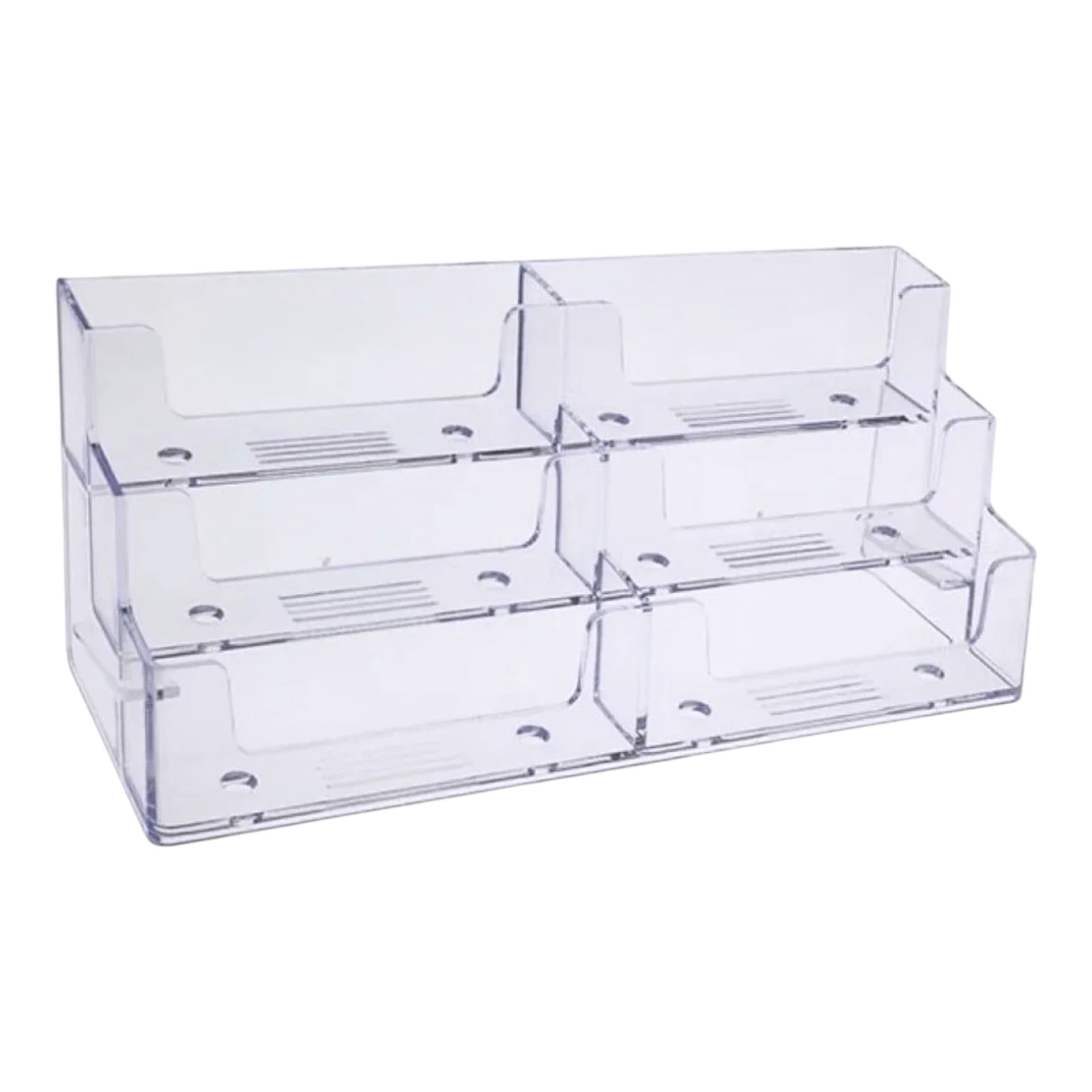 Clear Acrylic 6-Pocket 3-Tier Business Card Holder – Free-Standing Desktop Organizer