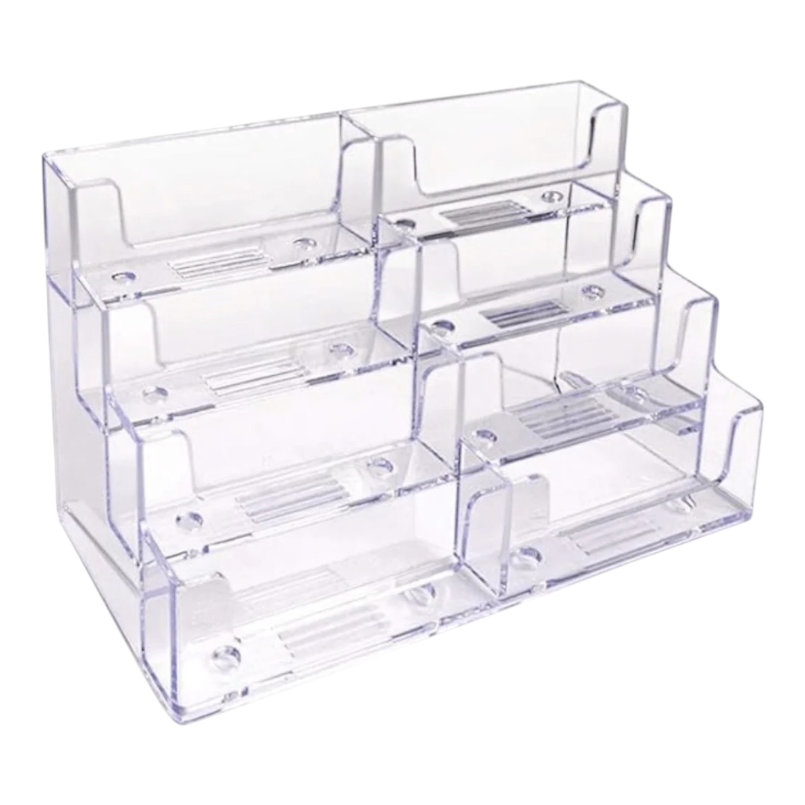 Clear Plastic 8-Pocket 4-Tier Landscape Business Card Holder – Free-Standing Display