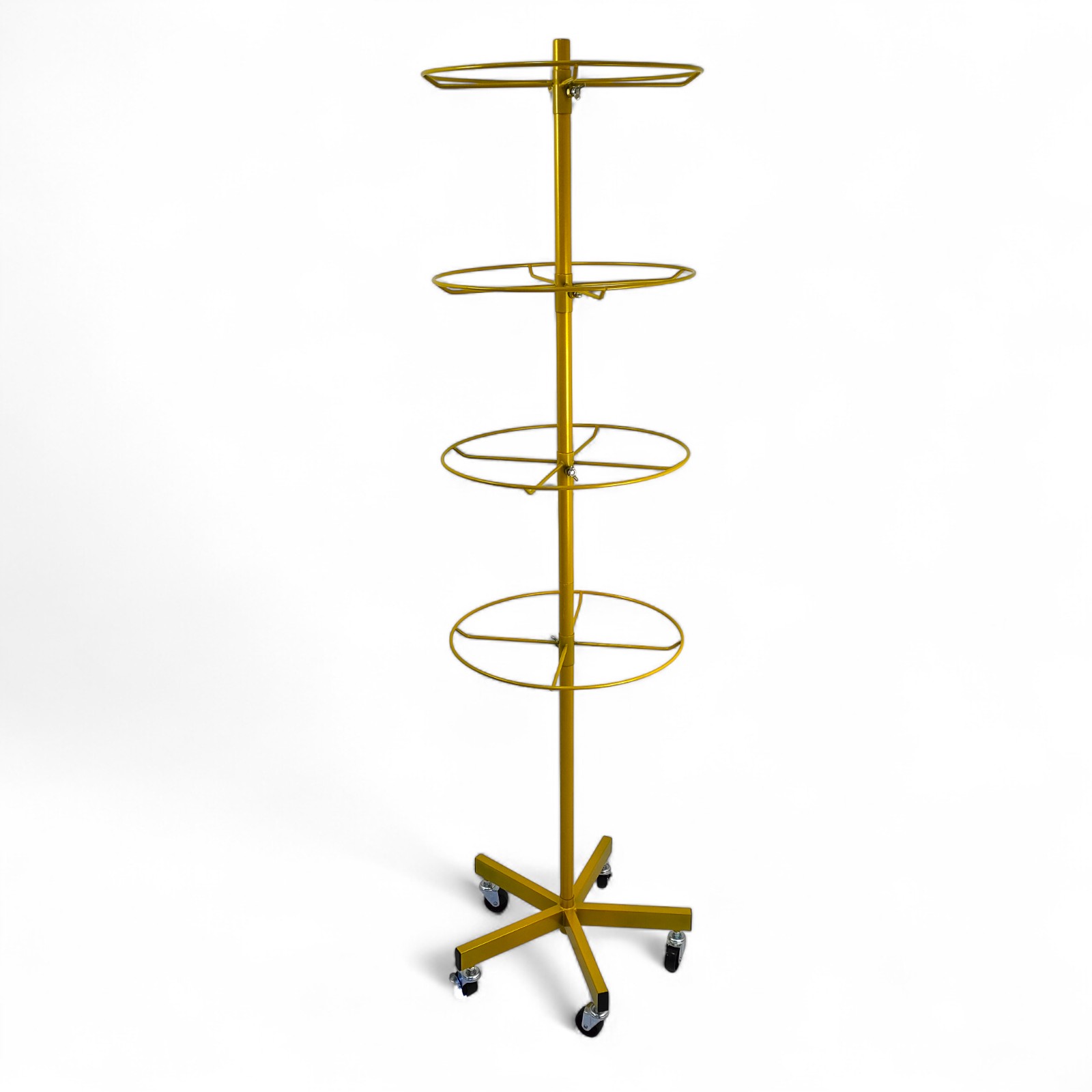 4 Tier Rotating Golden Metal Display Rack for Jewelry, Socks & Lingerie