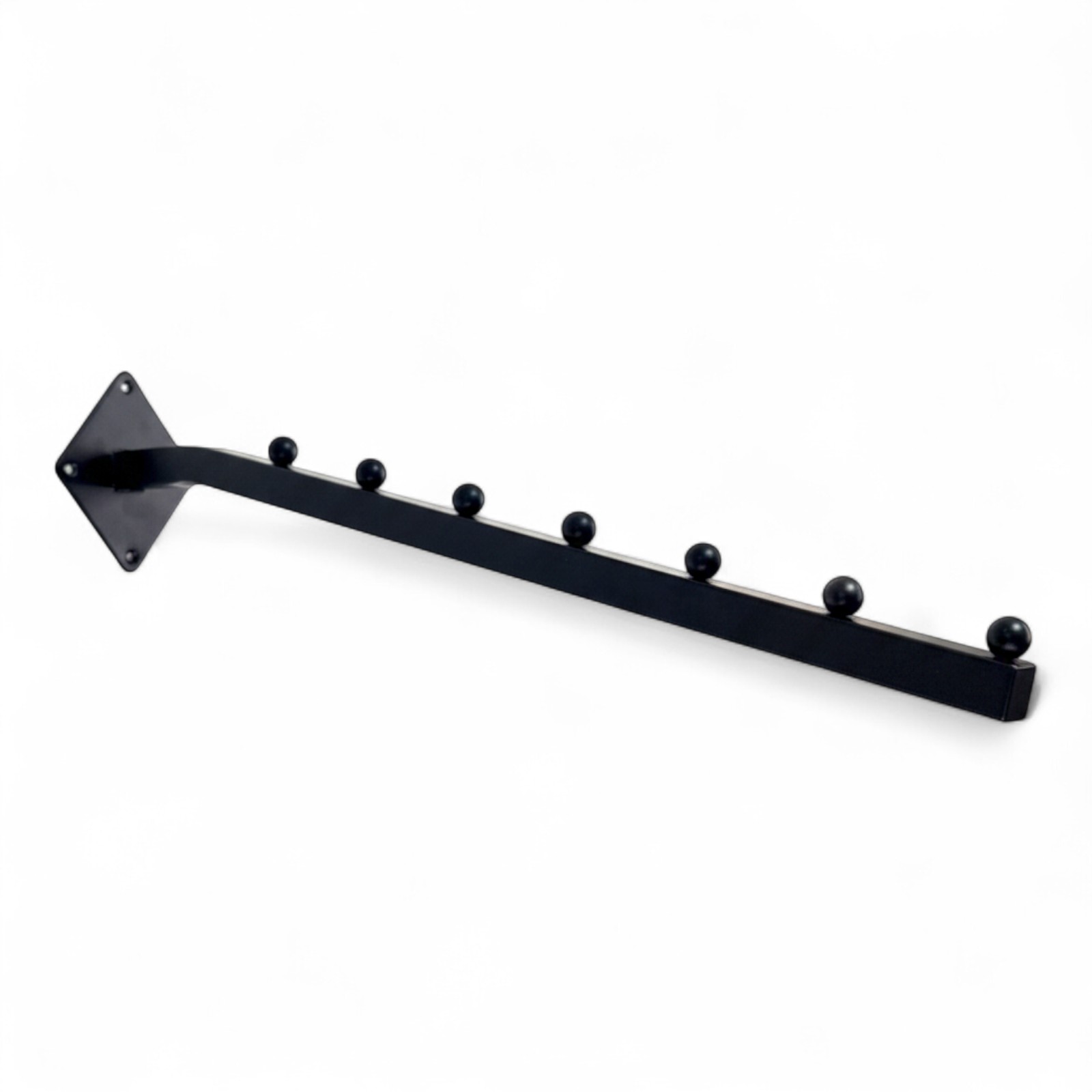 7 Ball Sloping Wall-Fix Display Arm Black Steel Space-Saving Rail