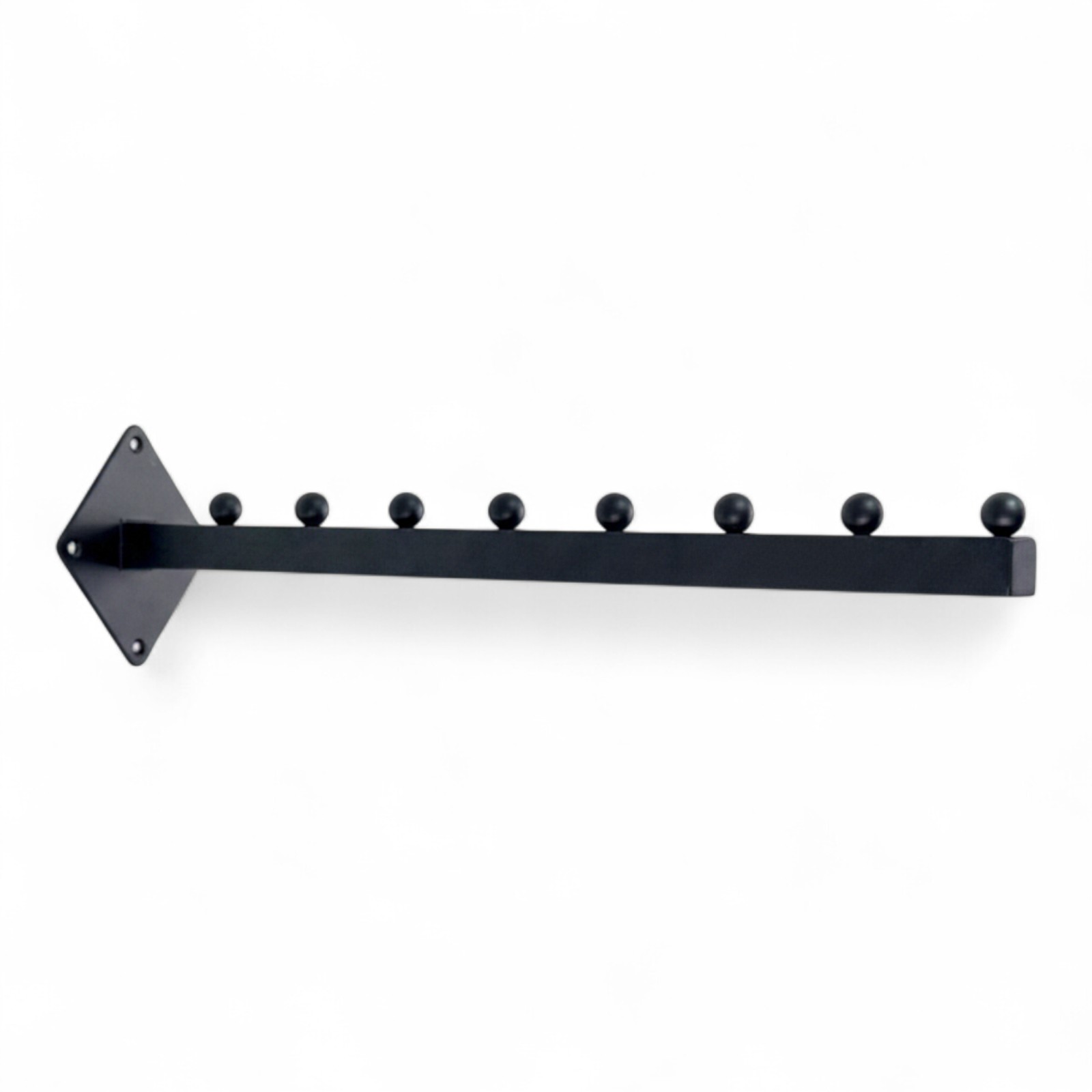 8 Ball Straight Wall-Fix Display Arm Black Steel Space-Saving Rail