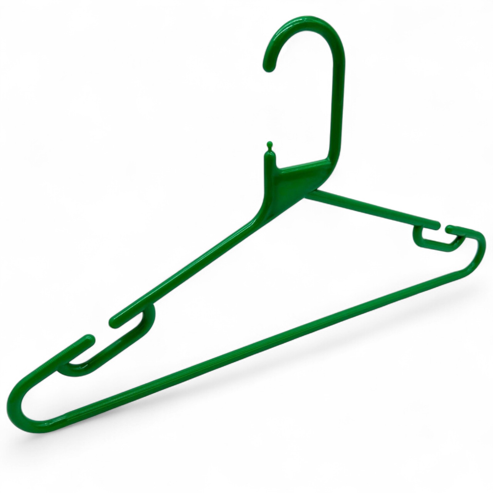 Green Heavy Duty 41.5cm Plastic Hangers with Trouser Bar and Shoulder Notches