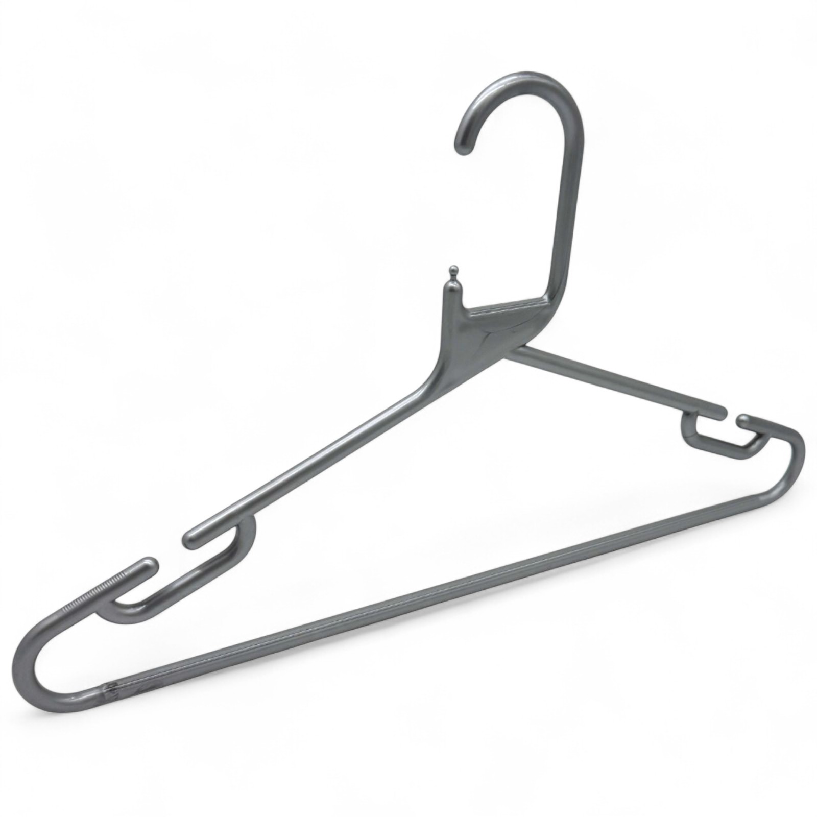Silver Grey Heavy Duty 41.5cm Plastic Hangers with Trouser Bar and Shoulder Notches