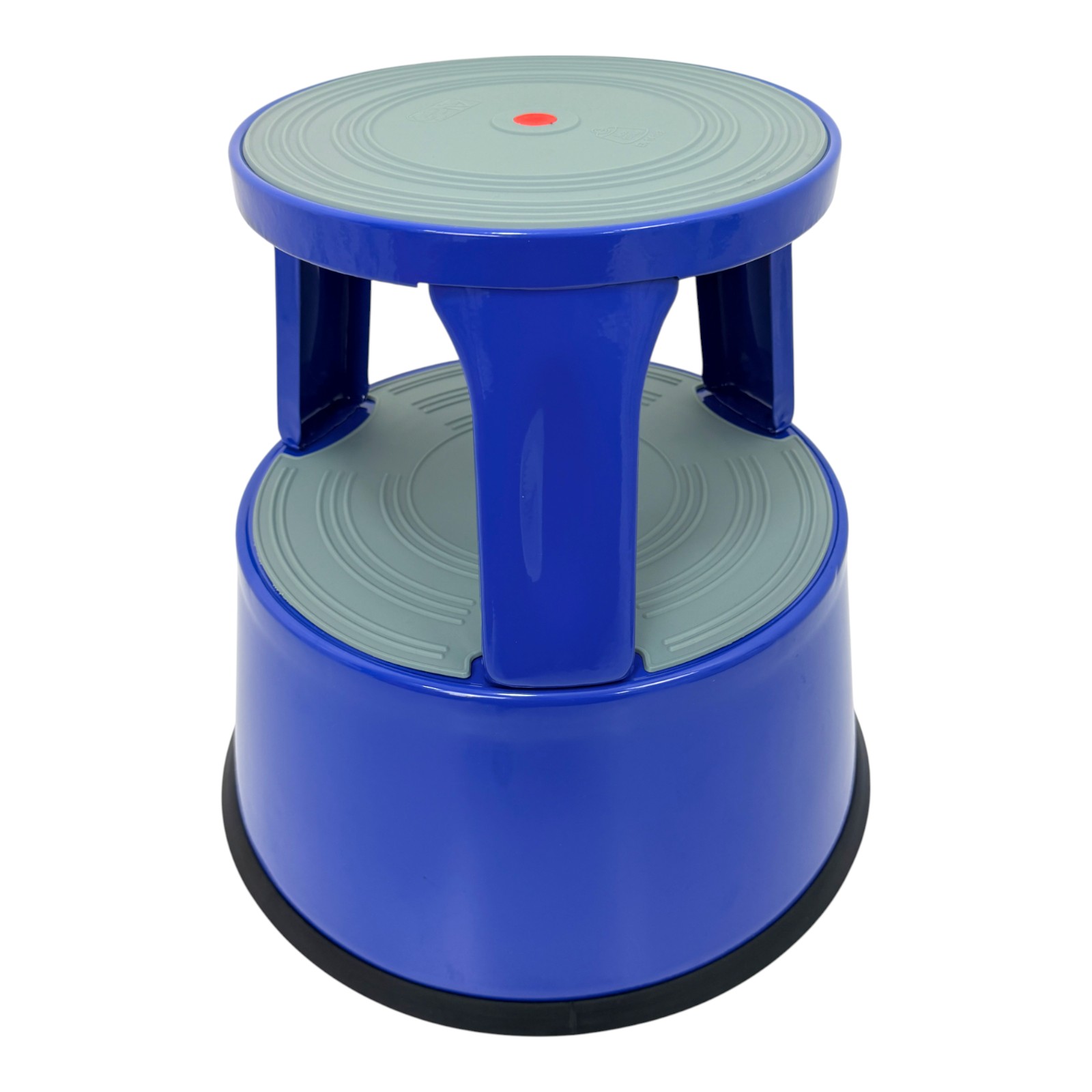 Durable Blue Steel Kick Step Stool Non-Slip Portable for Home Office Warehouse
