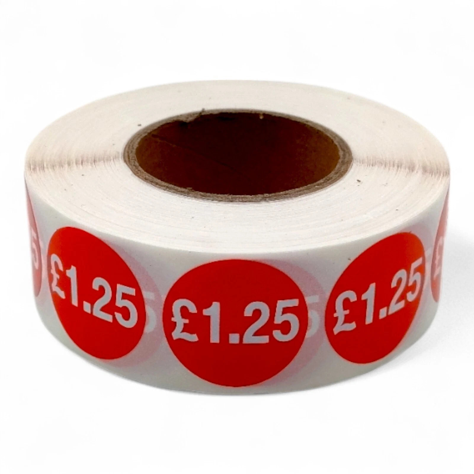 Roll of 1000 Red Price Stickers – 25mm Self-Adhesive Retail Labels £1.25–£14.99