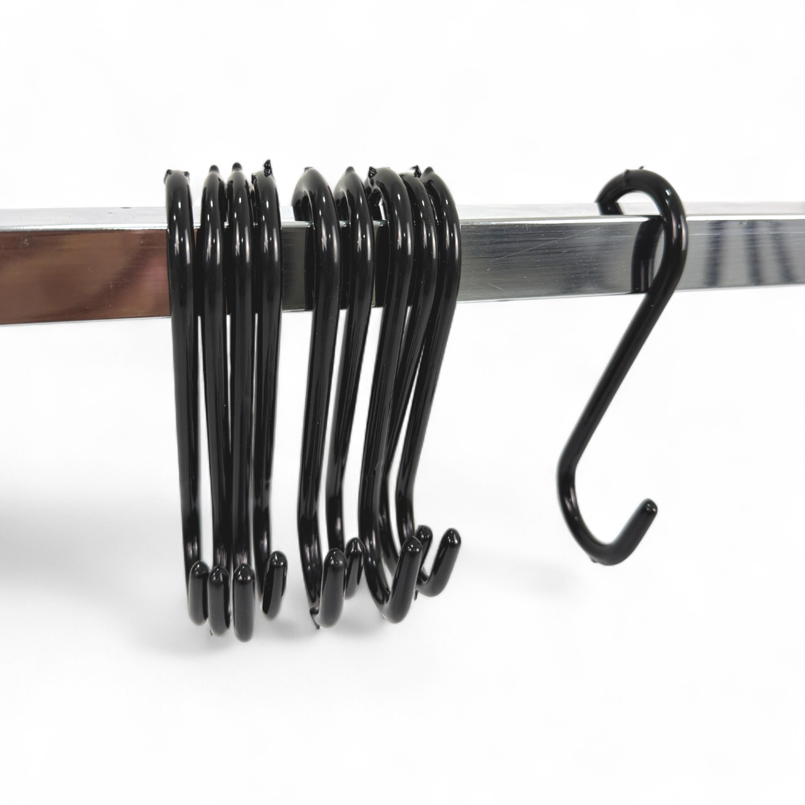 Pack of 10 Black PVC Coated Heavy Duty S Hooks – 12cm Hanging Hooks