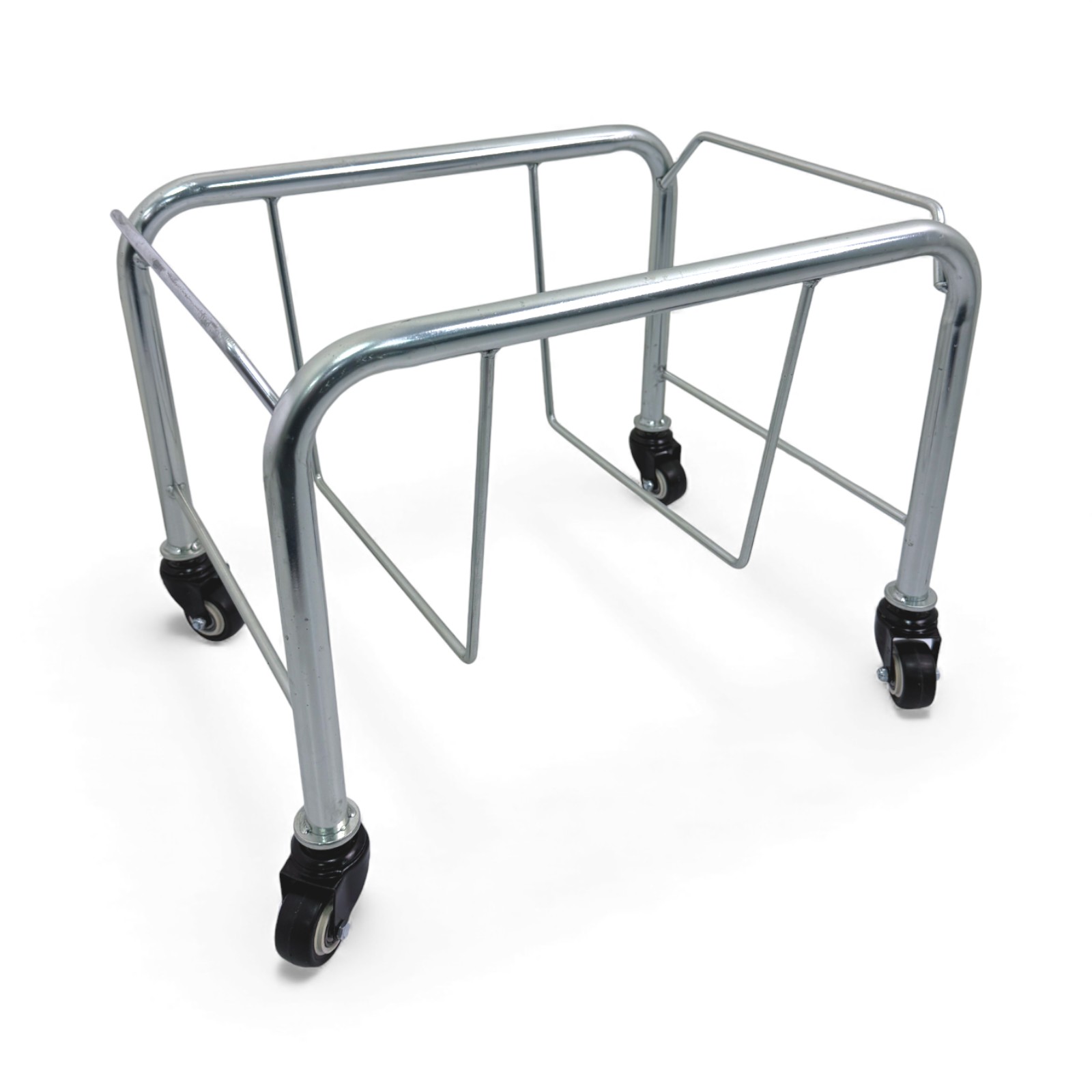 Chrome Shopping Basket Stacker with Wheels for 21L–28L Retail Baskets