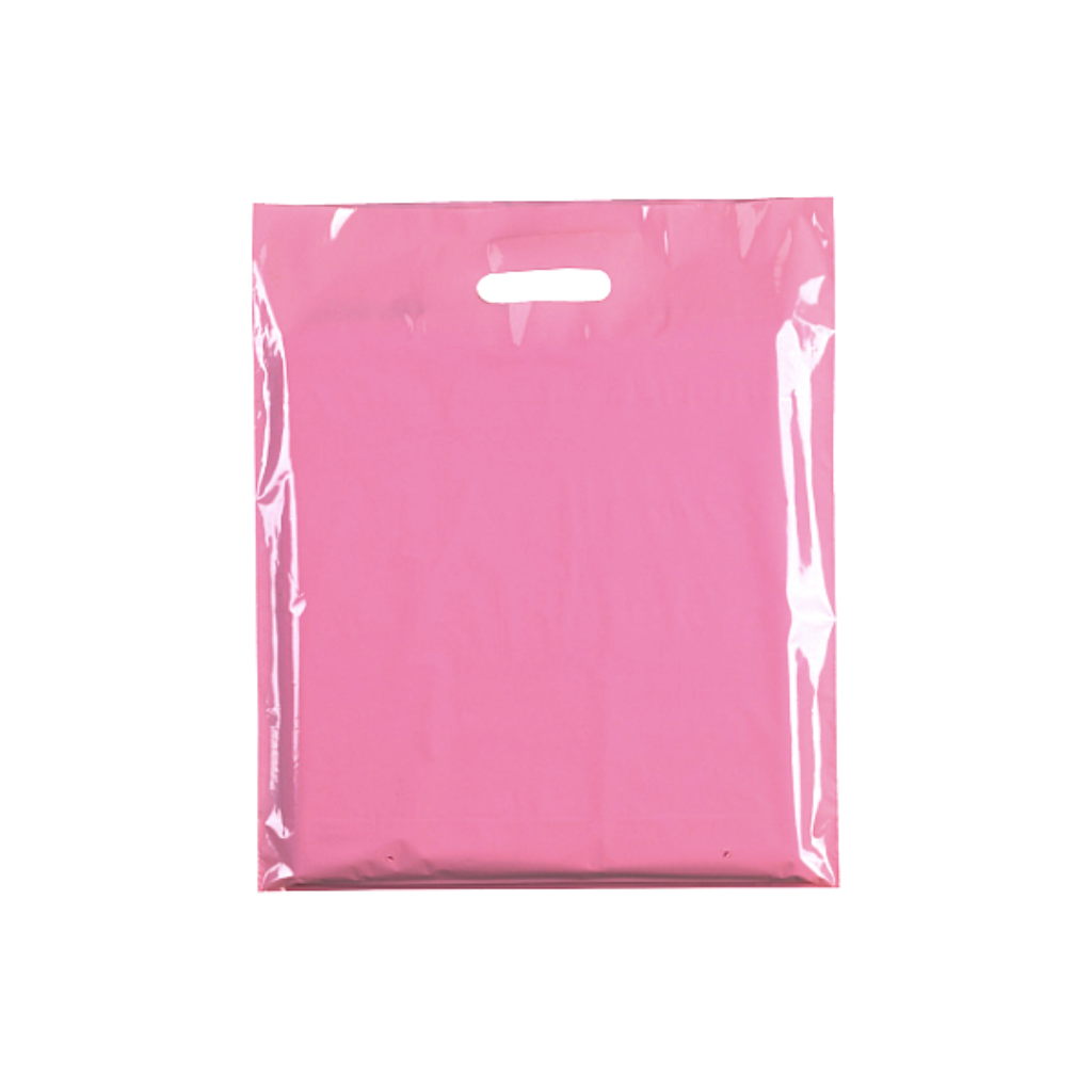 Plastic Plain Baby Pink Carrier Bags –Recyclable Retail Shopping Bags (4 Sizes)