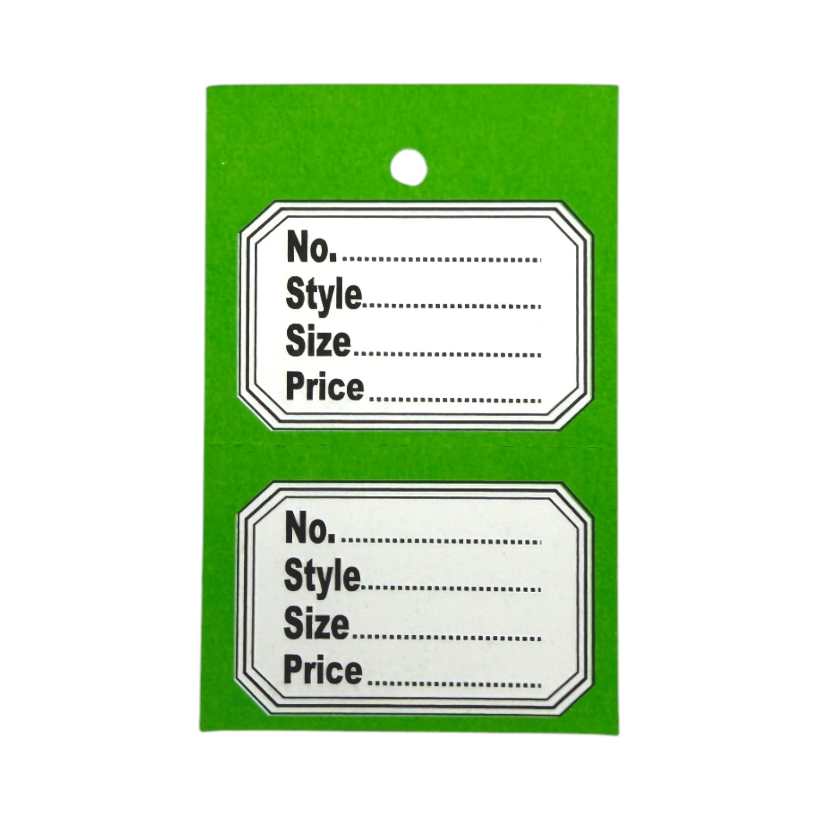 1000 Unstrung Perforated Stock Tickets 41x63mm Green Swing Tags for Tagging Guns