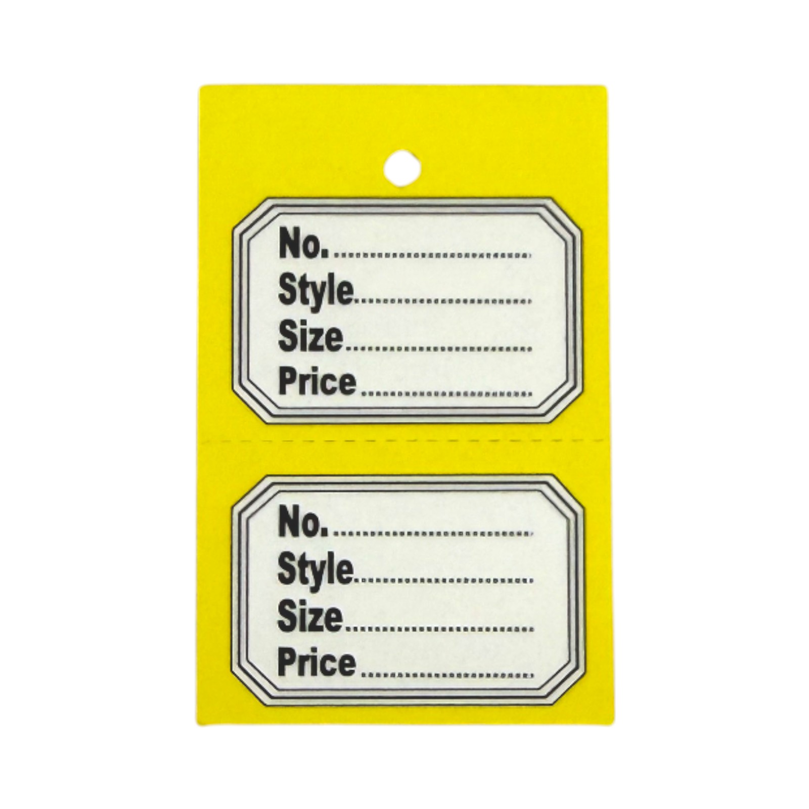 1000 Unstrung Perforated Stock Tickets 41x63mm Yellow Swing Tags for Tagging Gun
