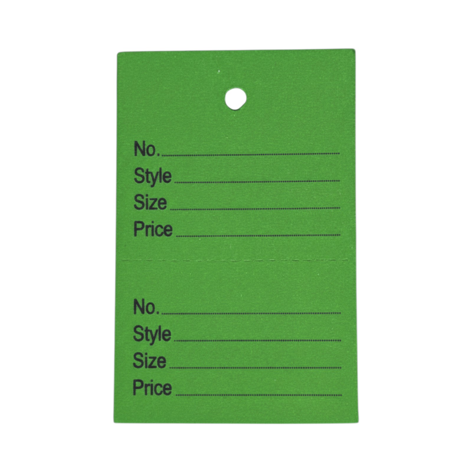 1000 Unstrung Perforated Stock Tickets 41x63mm Green, Swing Tags for Tagging Gun