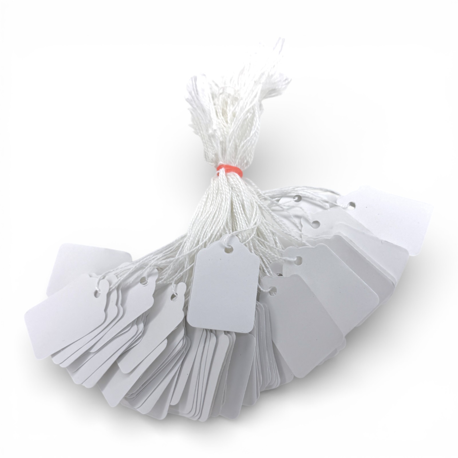White Strung Parcel Tags with Cotton String – 45 x 28mm Traditional Labels