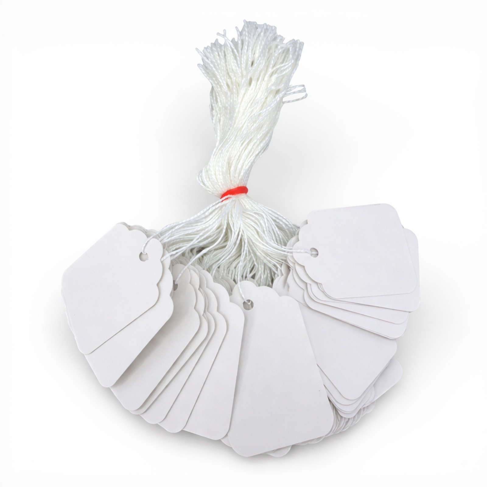 White Strung Parcel Tags with Cotton String – 56 x 37mm Traditional Labels