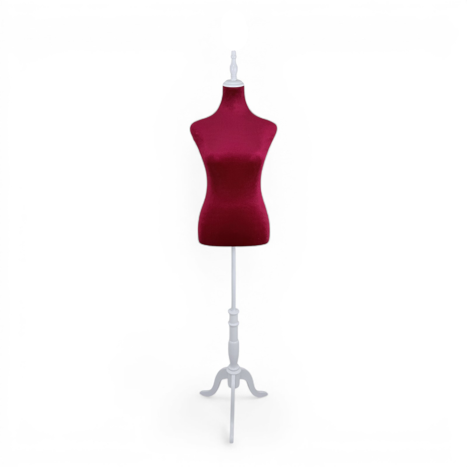 Red Velvet Female Mannequin Torso Dress Form with Wooden Stand