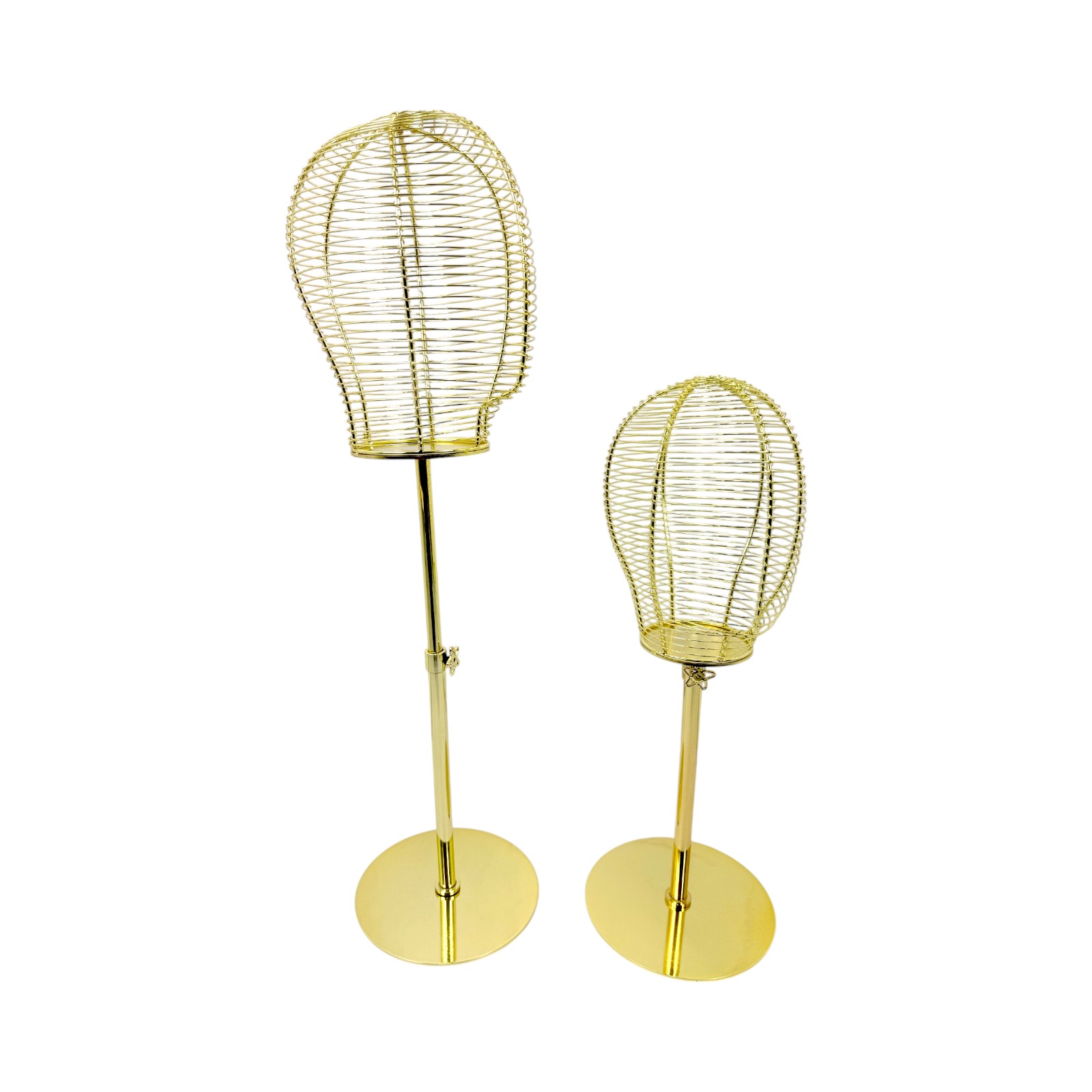 Adjustable Metal Wireframe Mannequin Head Stand Hat Wig Display Rack Gold