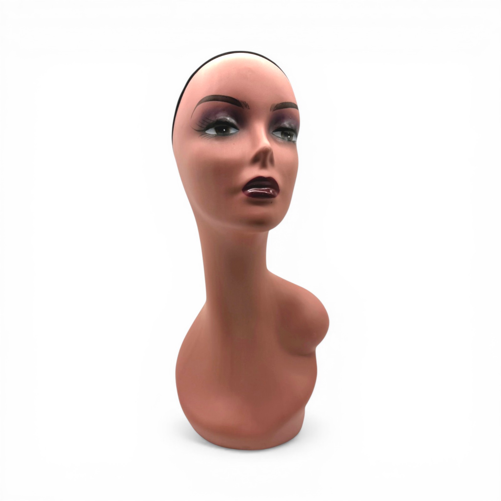 Female Mannequin Head Bust 47cm Peach Pink Wig Display with Mesh Cap