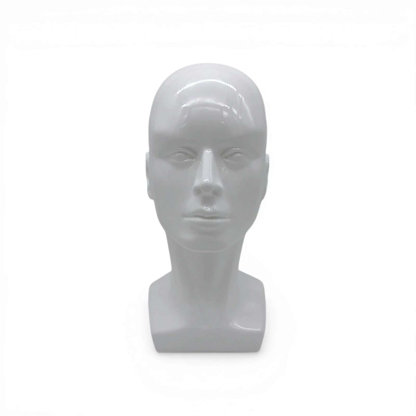 Heavy Duty Male Mannequin Head Shiny White Plastic Hat Wig Display Stand