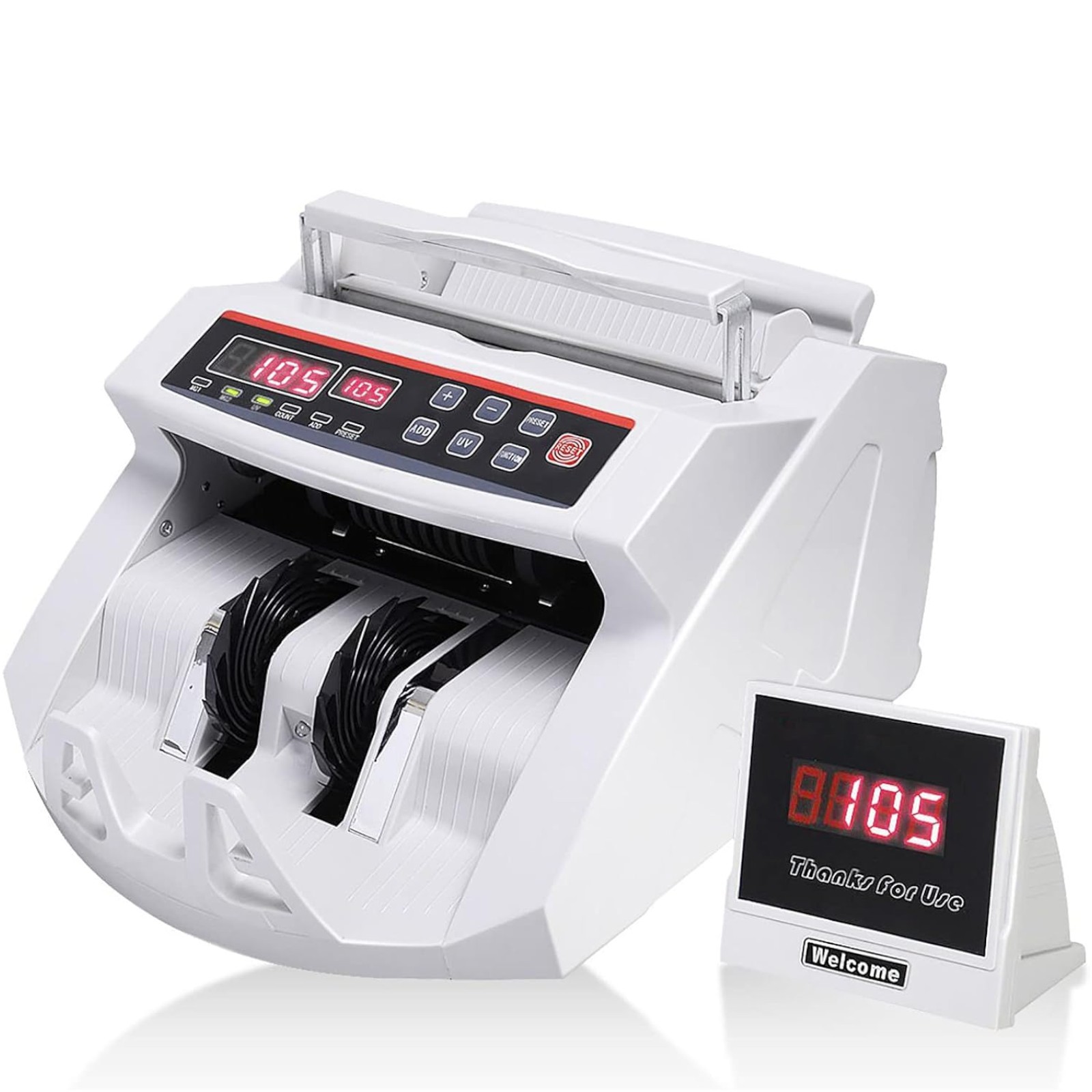 Money Bill Counter Machine UV MG Detector LED Display 1000pcs/min