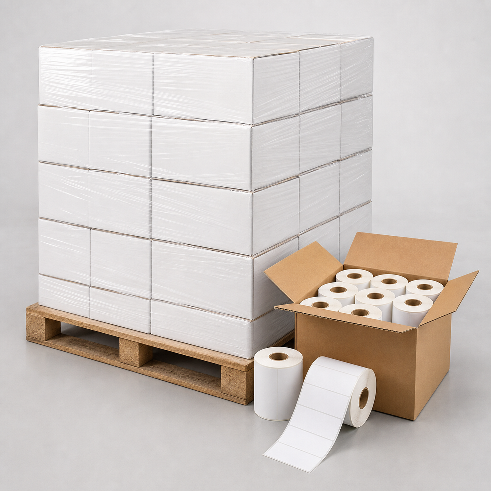 Pallet of 4 x 6 Direct Thermal Shipping Labels – 200 to 1000 Rolls