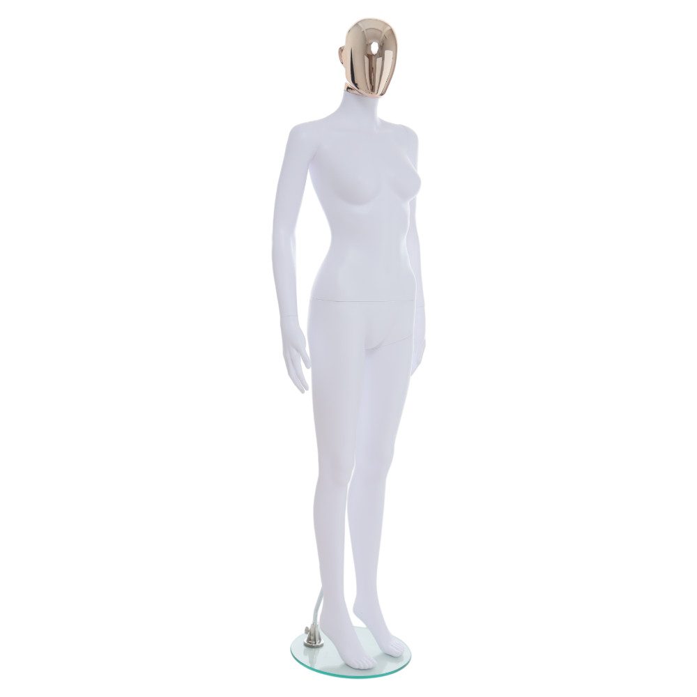 Female Mannequin – White Finish with Rose Gold Head
