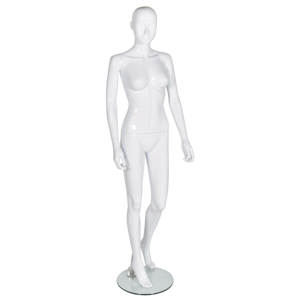 Female Mannequin – Abstract Head – Gloss White – Pose 3