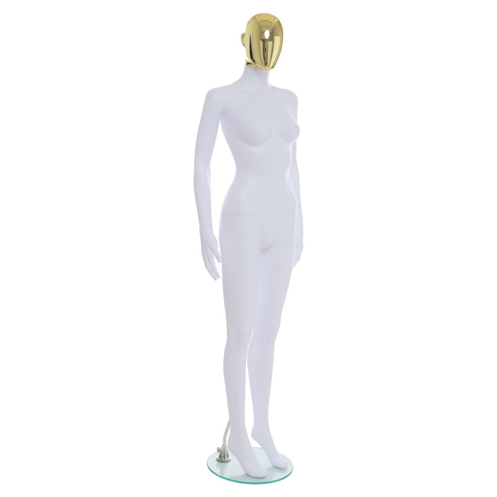 Female Mannequin – White Finish with Gold Head