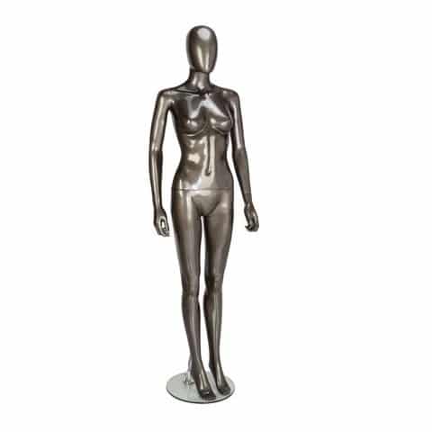 GEF352 Female Mannequin – Egg Head – Gloss Pewter