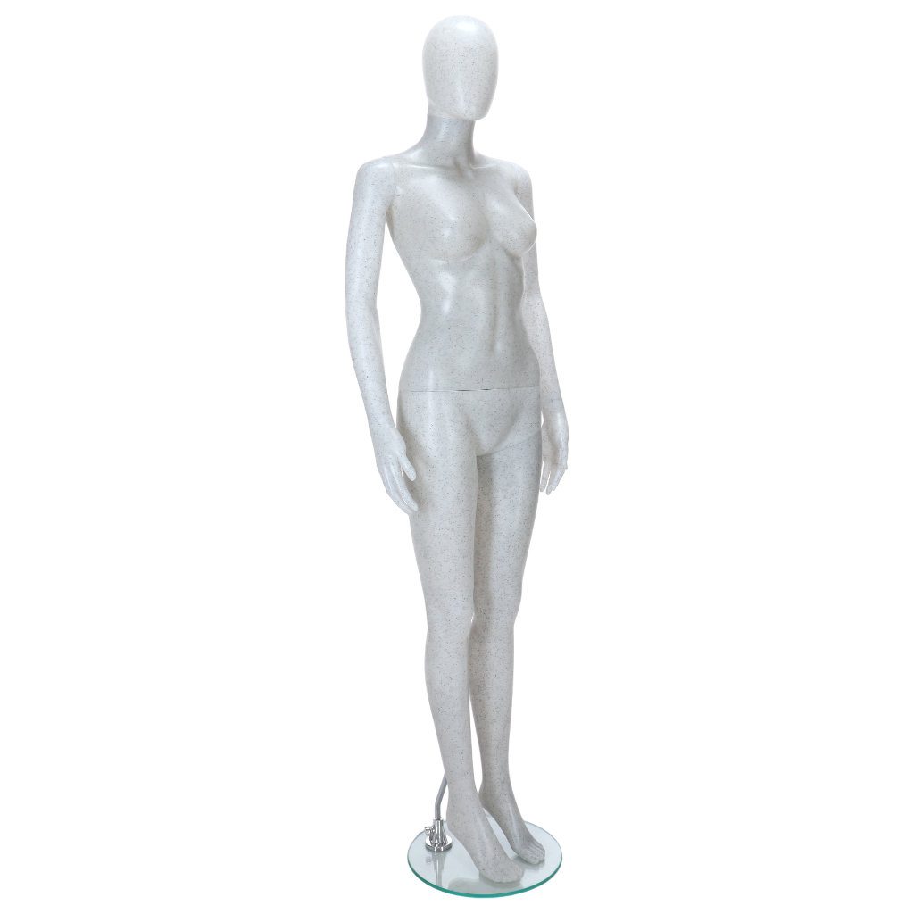 Female Mannequin – Egg Head – Salt & Pepper Finish