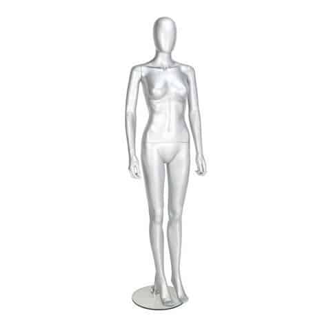 GEF351 Female Mannequin – Egg Head – Gloss Silver