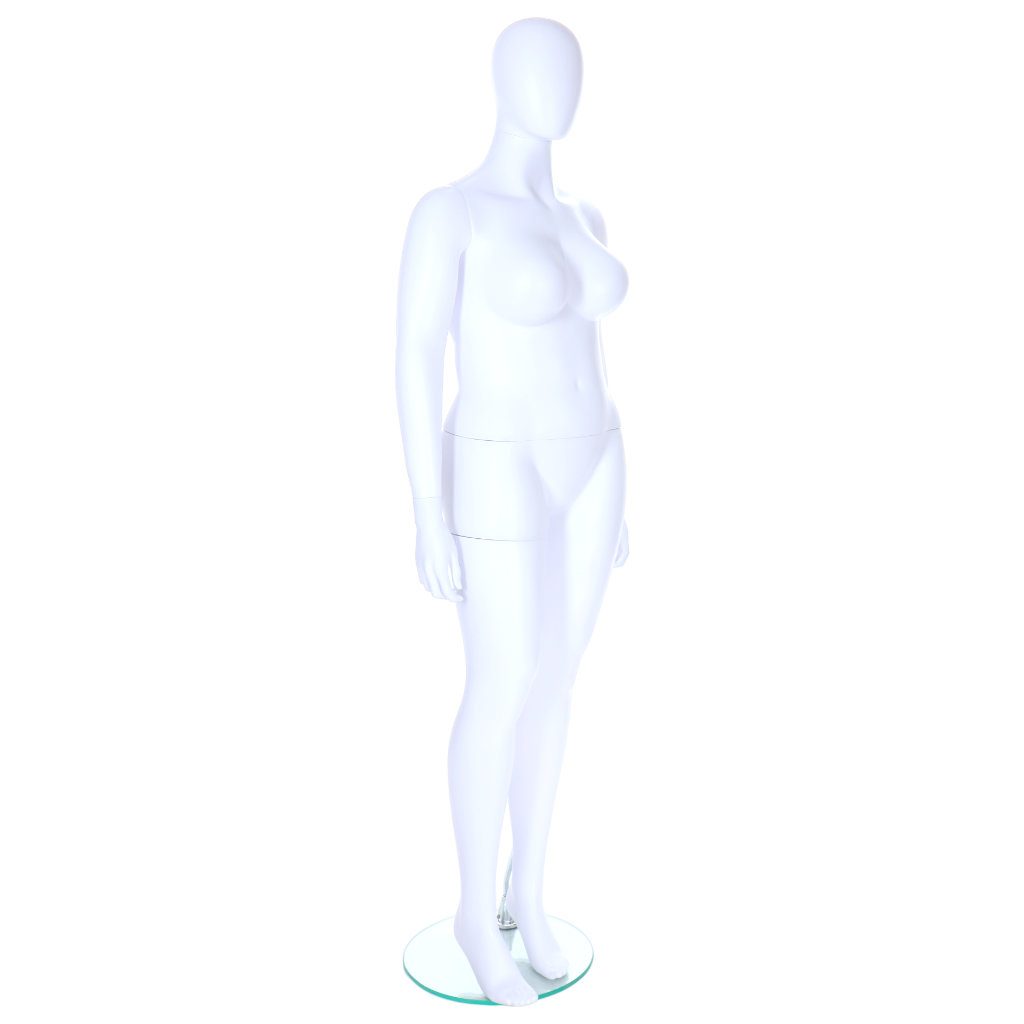 Female Fuller Figure Mannequin – Egg Head – White Finish
