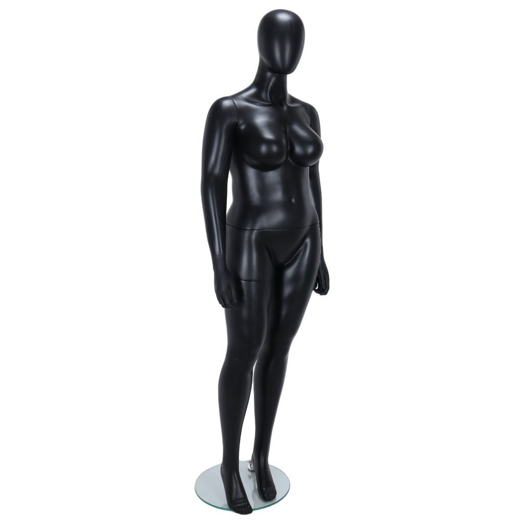 Female Fuller Figure Mannequin – Egg Head – Black Finish