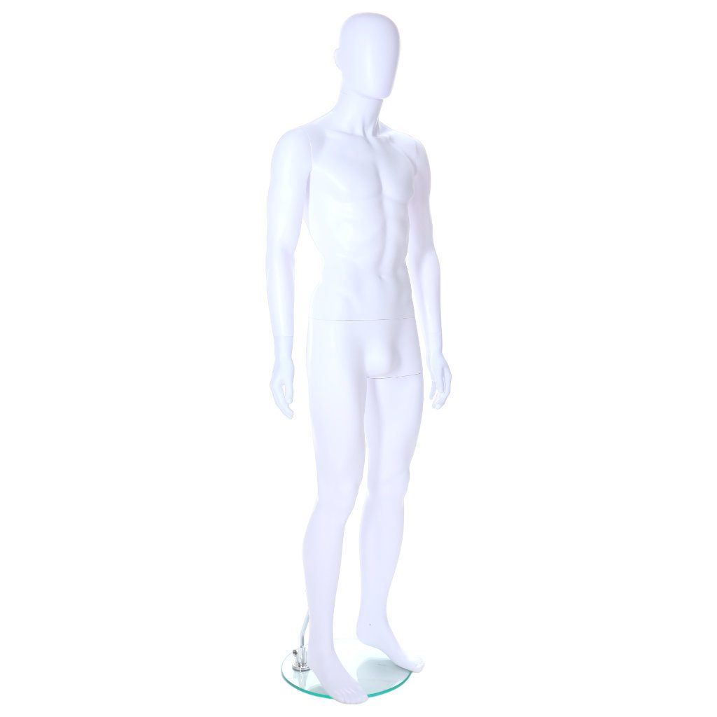 Male Mannequin – White Finish with Red Pile Head