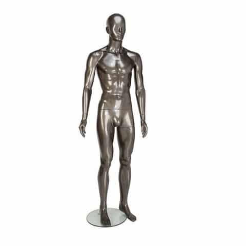 GEM352 Male Mannequin – Egg Head – Gloss Pewter