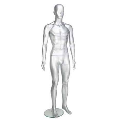 Male Mannequin – White Finish with Blue Pile Head