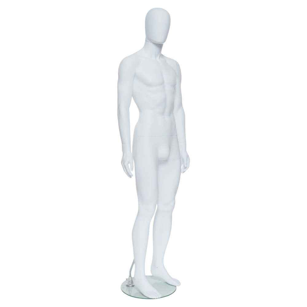 Male Full Body Mannequin Egg Head – Gloss Black