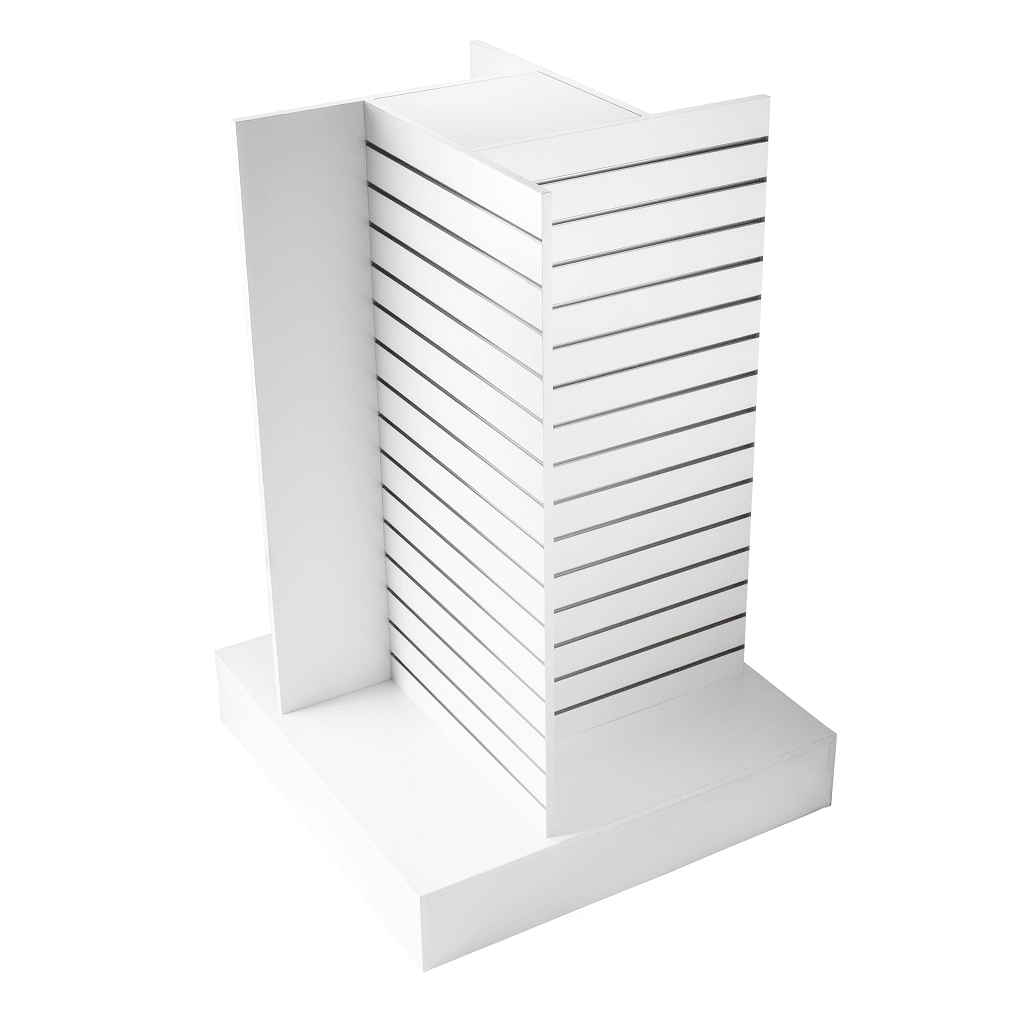 4 Way Slatwall Tower Display Unit – White