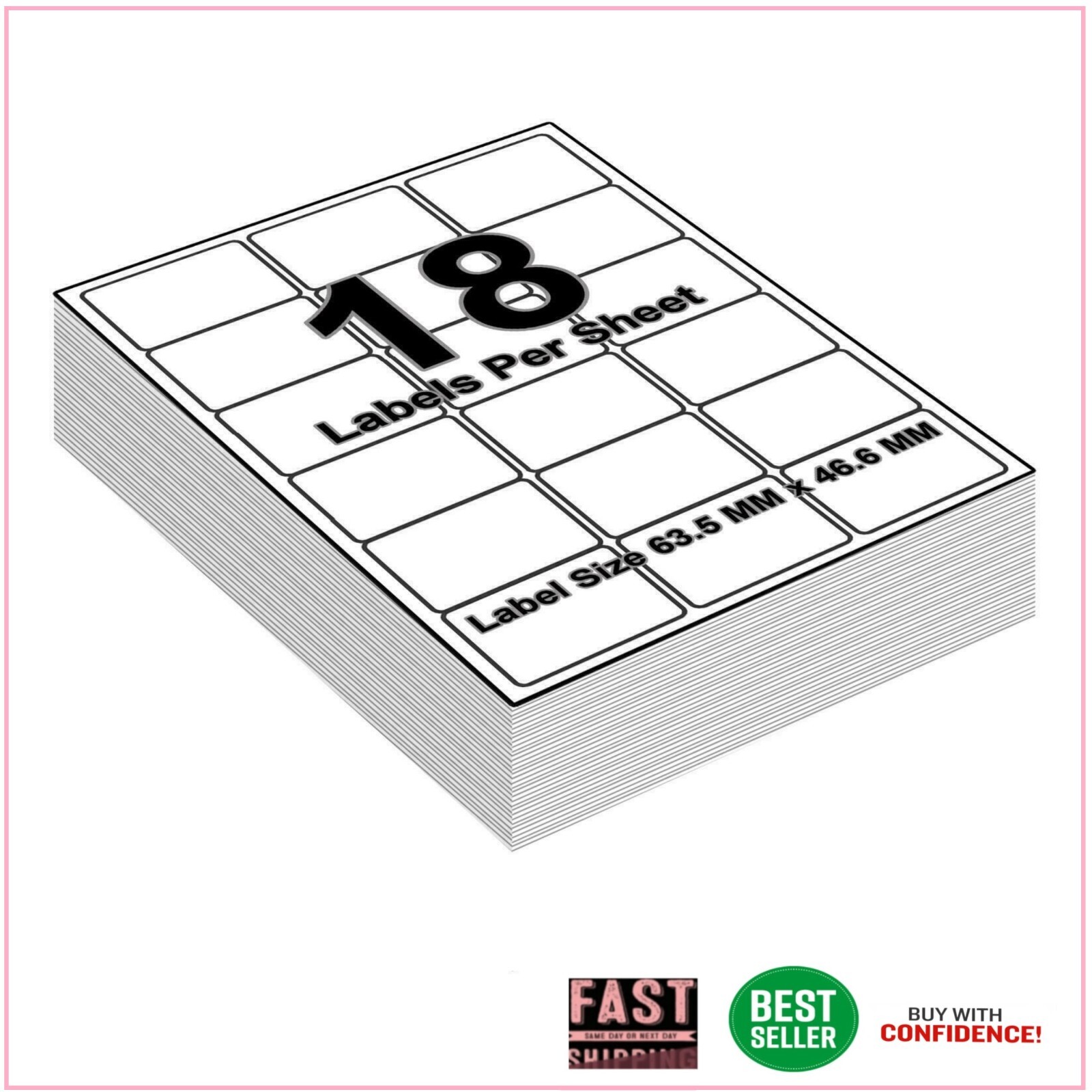 Self Adhesive Address Mailing Labels, Inkjet Printers, 18 Labels per A4 Sheet Self Adhesive Address Mailing Labels, Inkjet Printers, 18 Labels per A4 Sheet