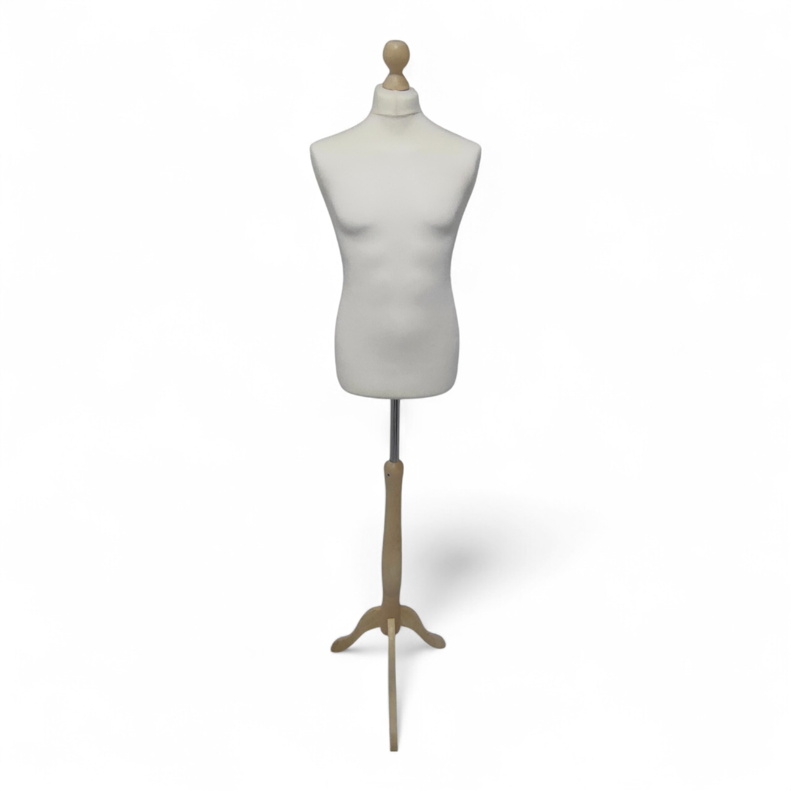 Male Tailors Mannequin Bust–Adjustable Dress Form,Maple Wood Base,UK Size 40 BLK