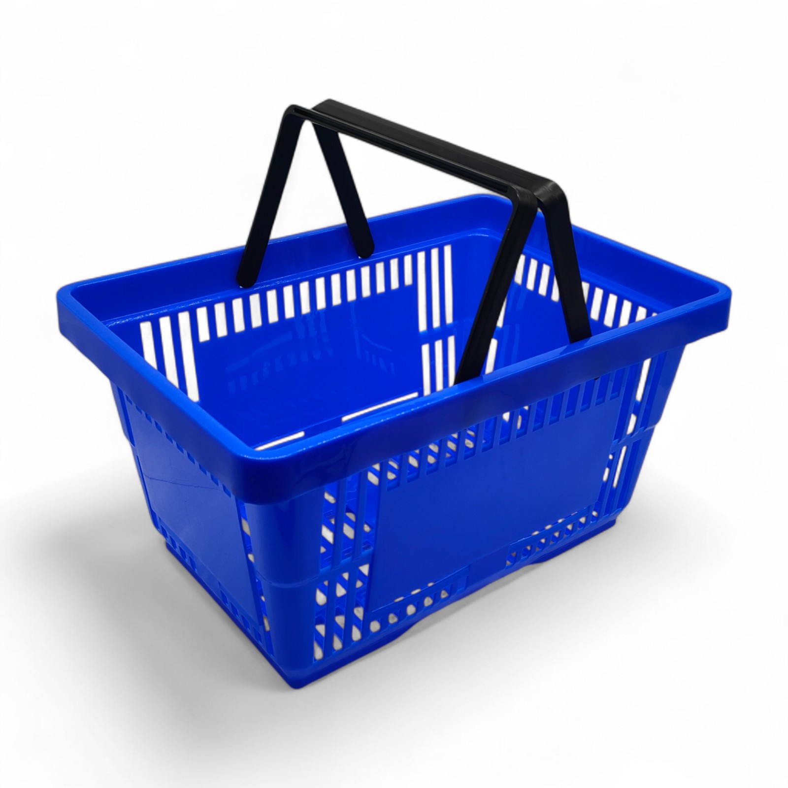 28L Blue Retail Shopping Basket –Strong HDPE with Foldable Handles, Stackable