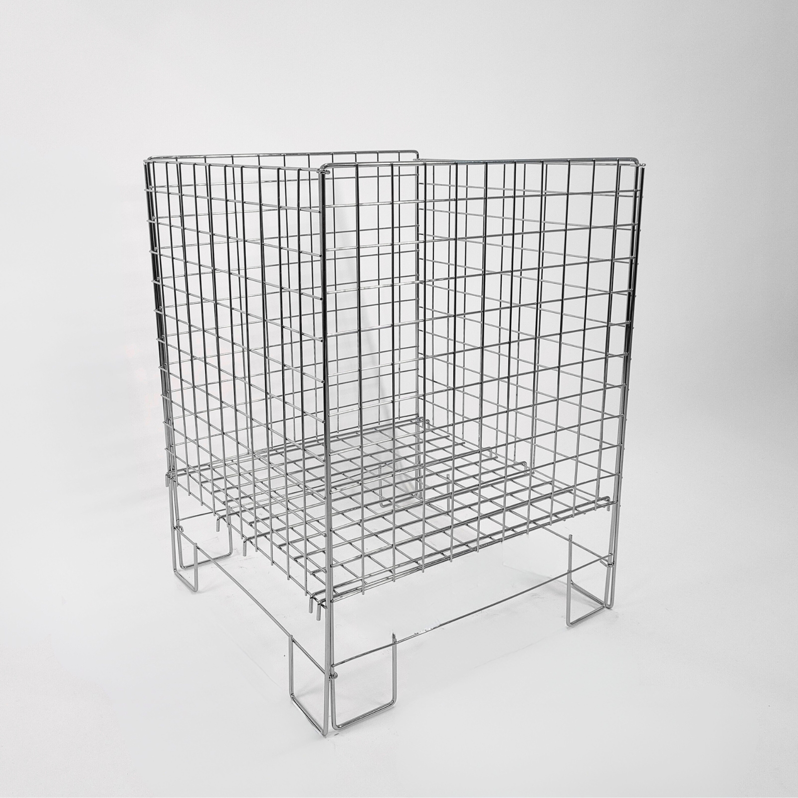 Chrome Square Dump Bin – Adjustable Base Wire Display Bin (480mm or 550mm)