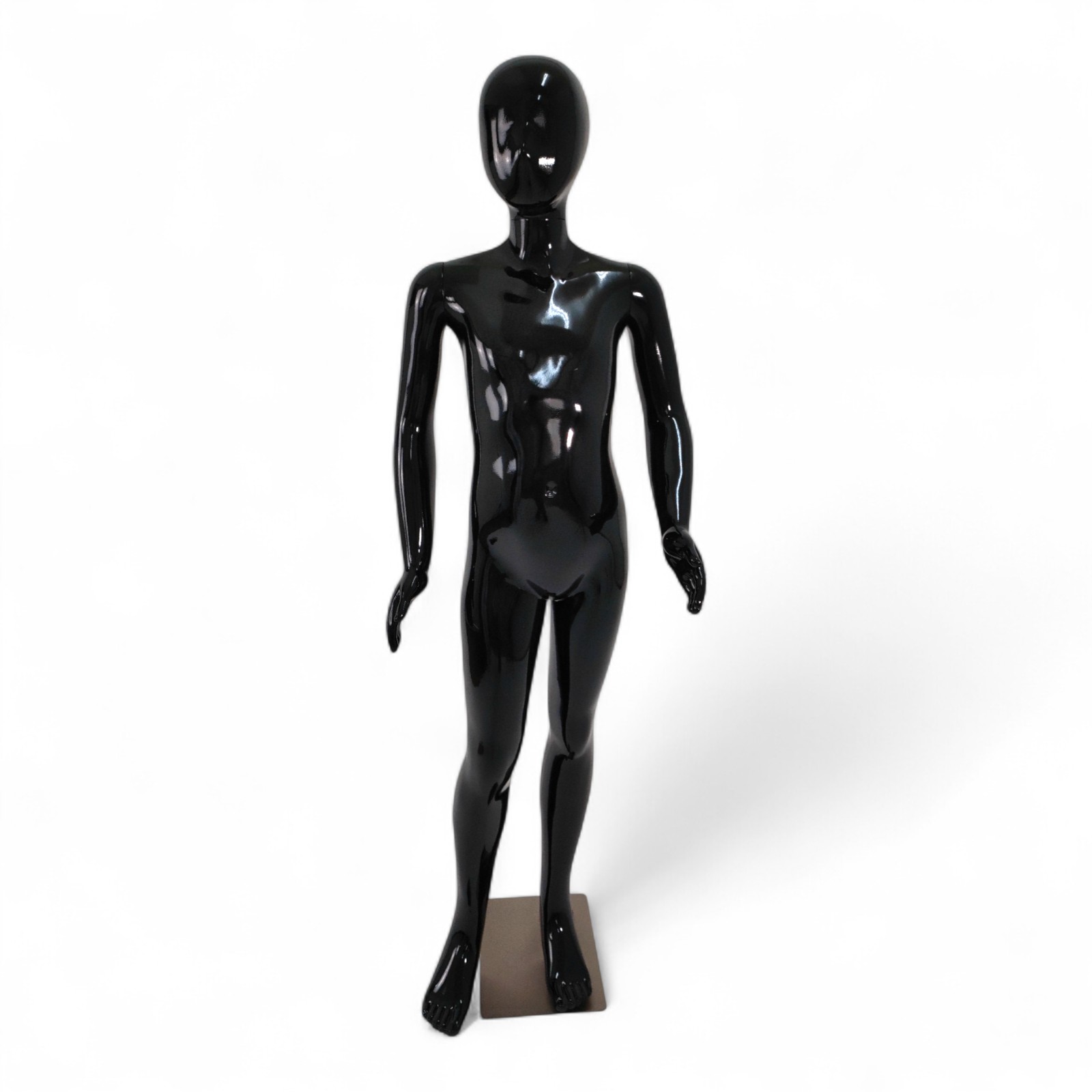 Child Mannequin 140cm– Gloss Black Egg Head Display with Metal Base