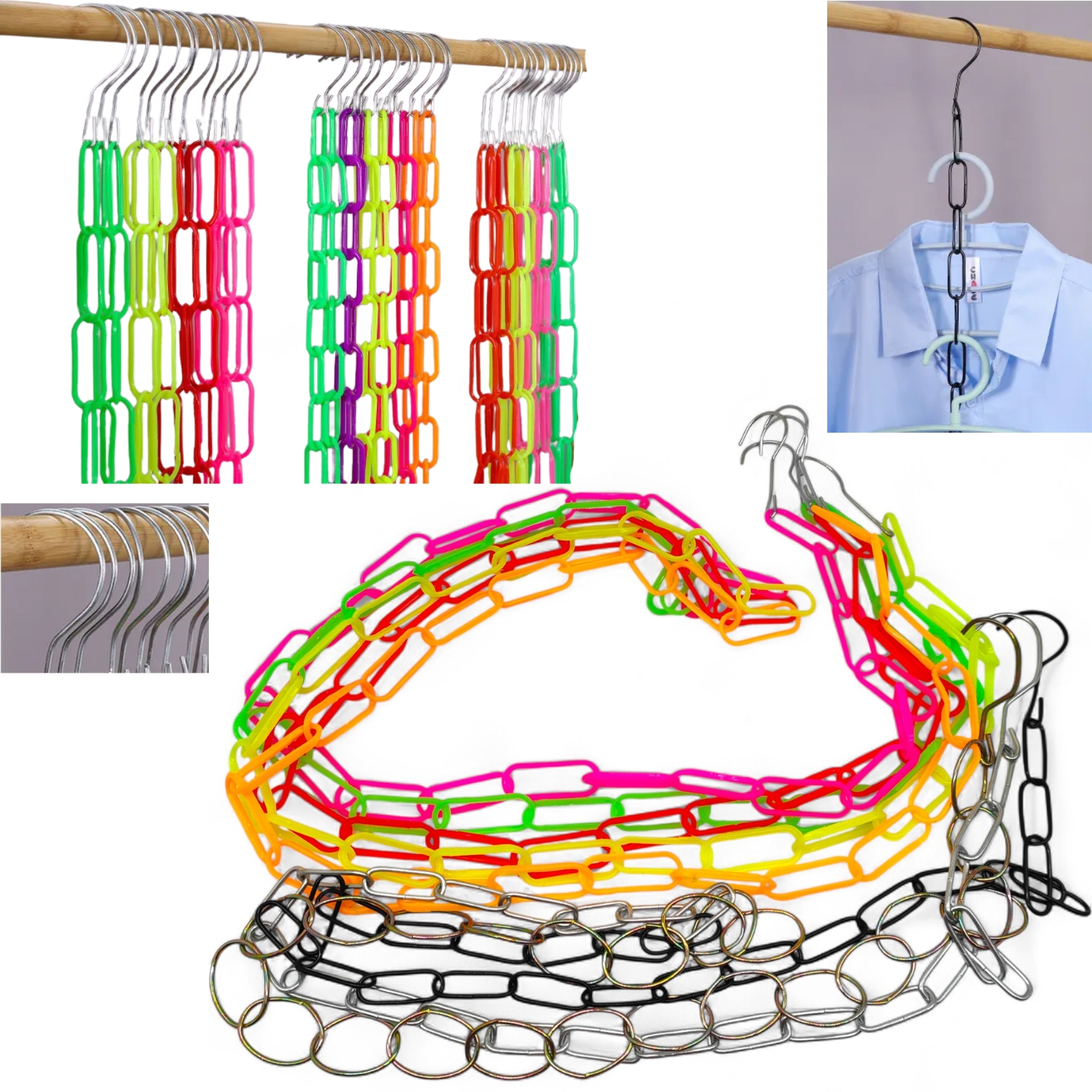 Clothing Display Set Plastic Chain Iron Hooks Market Stall Shop Hanger Rack