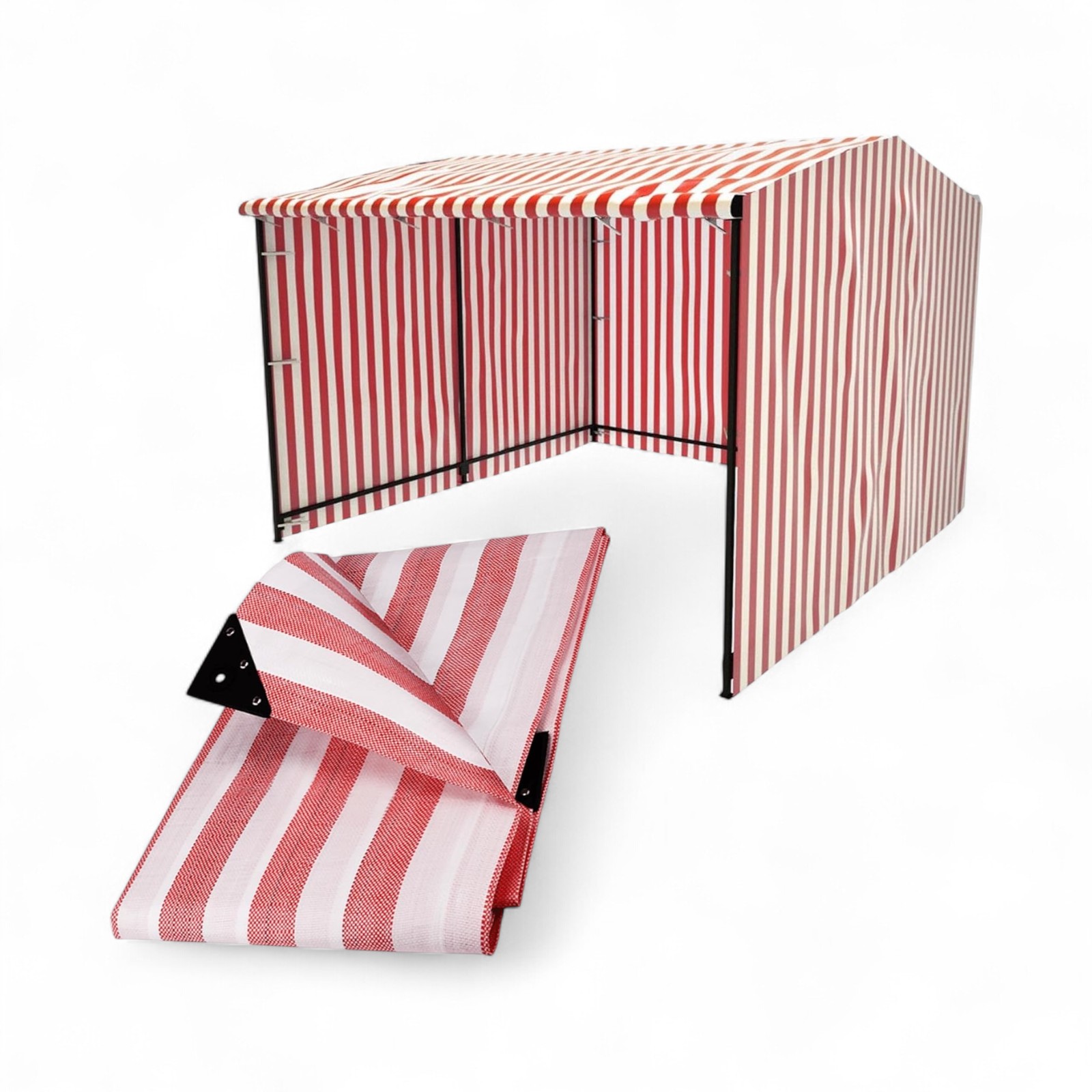 Red White Striped Tarpaulin 170GSM – Waterproof Market Stall Cover, UV Protected