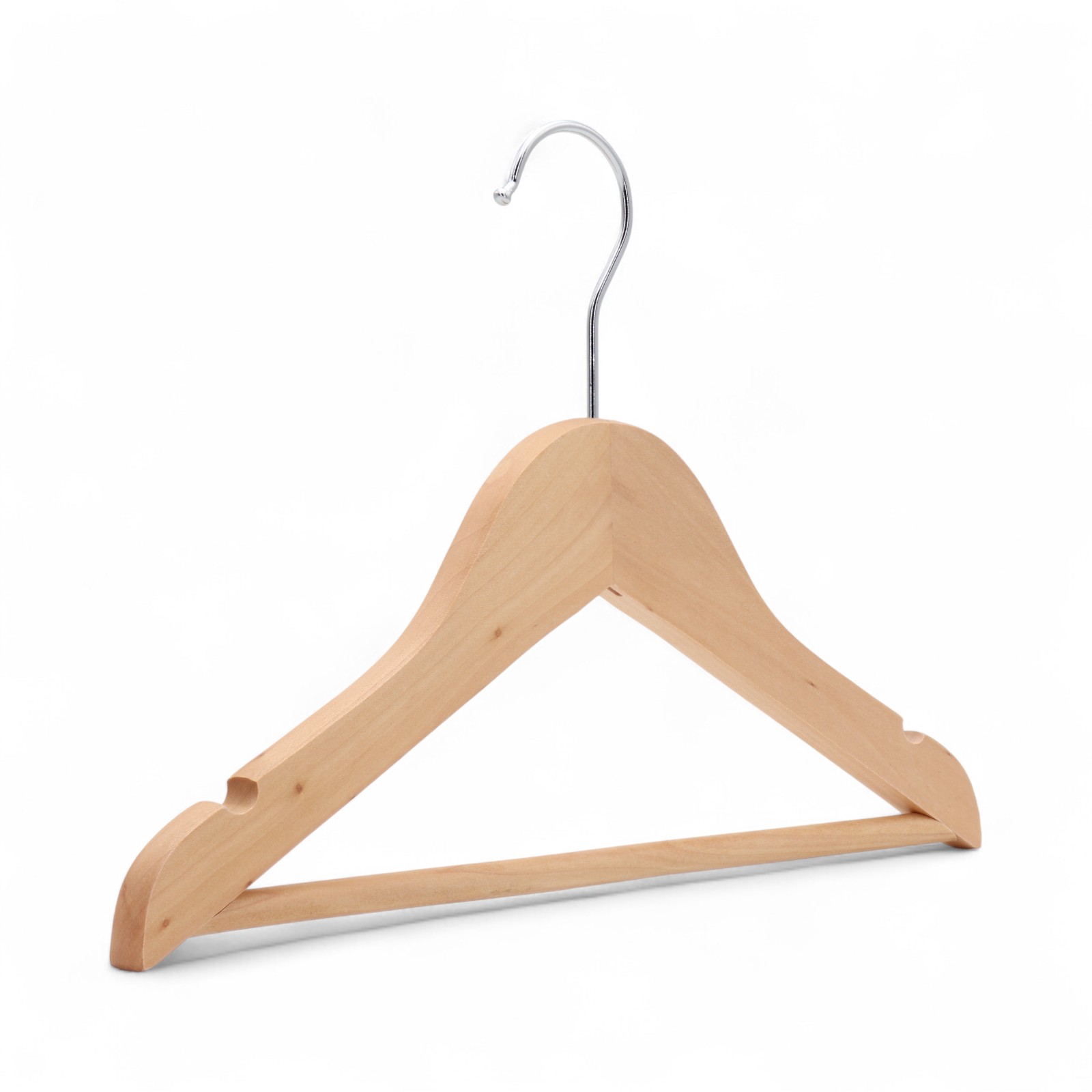 Natural Wooden Children’s Hanger 32cm with Bar & Notches for Clothes Storage