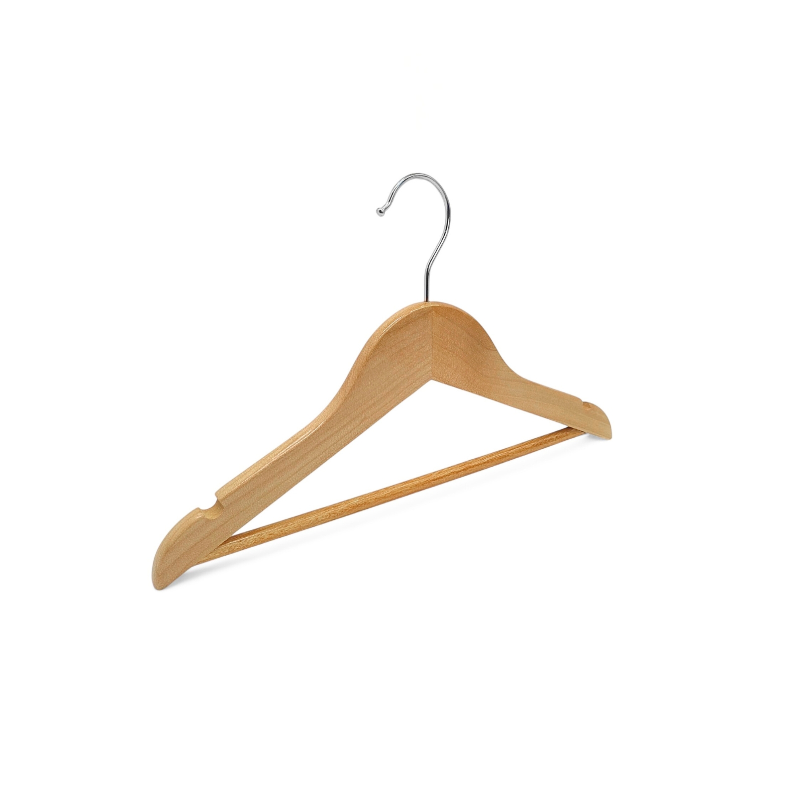 Natural Wooden Children’s Hanger 32cm with Bar & Notches for Clothes Storage