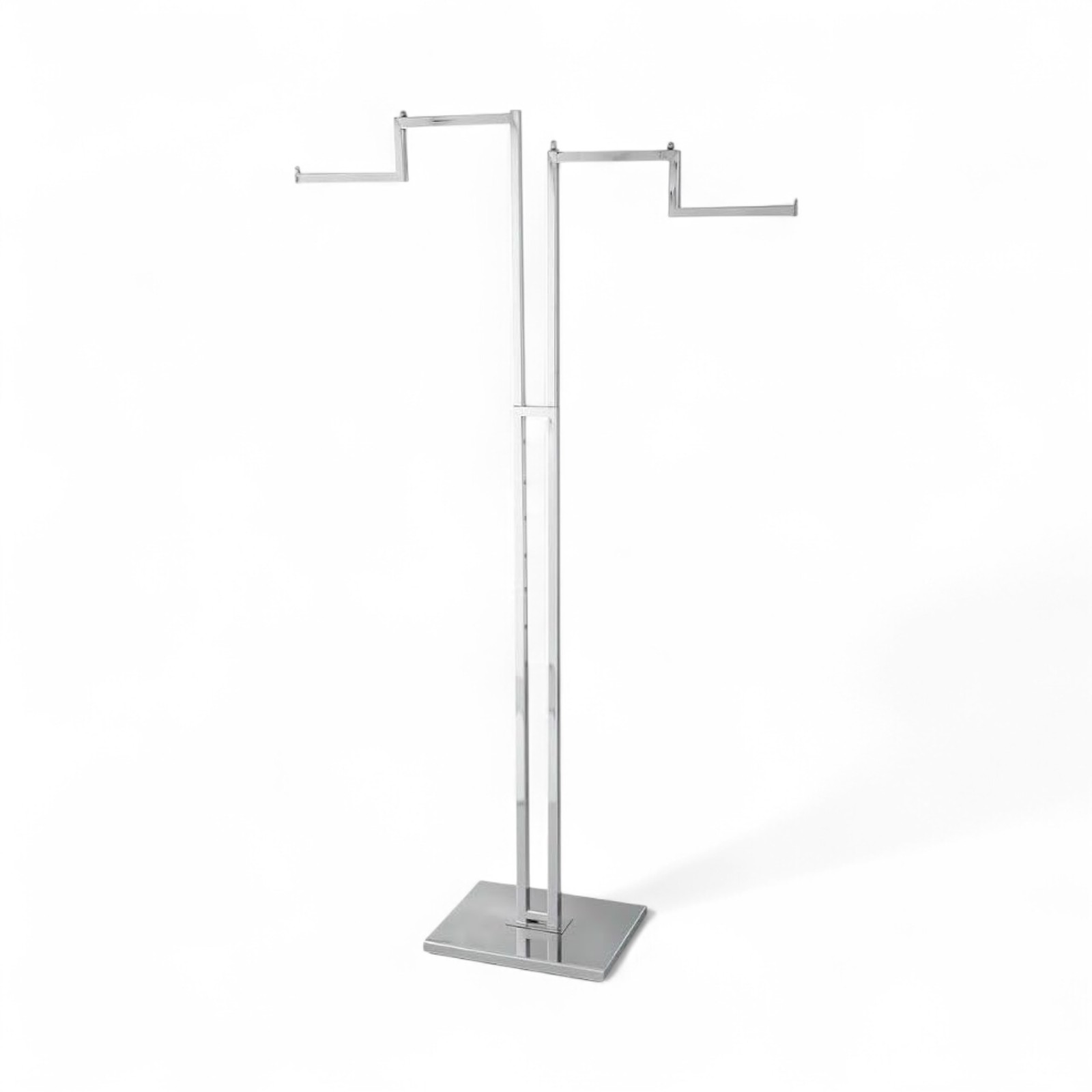 Chrome Clothes Display Stand Adjustable 2 Stepped Arms